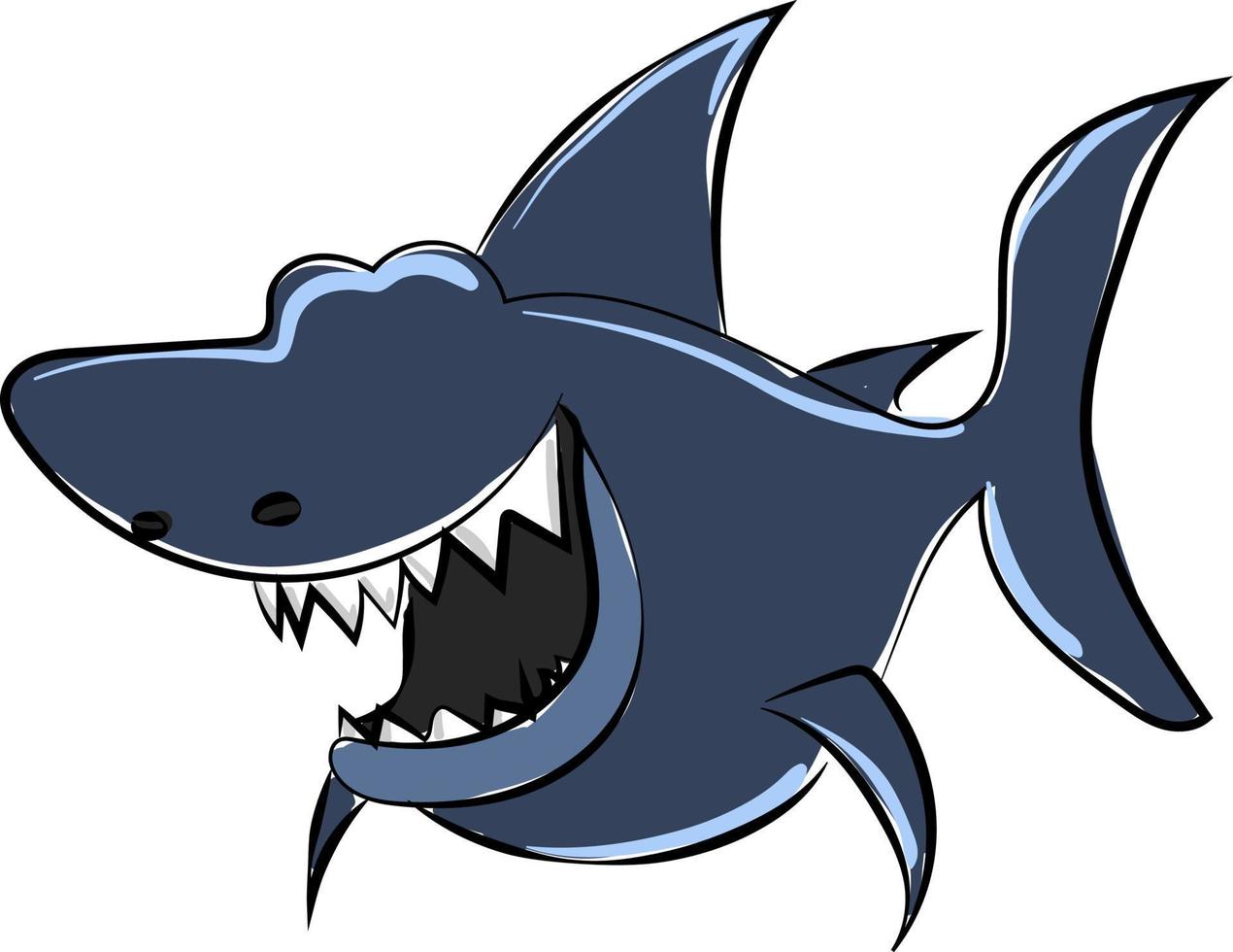 Blue shark, illustration, vector on white background.