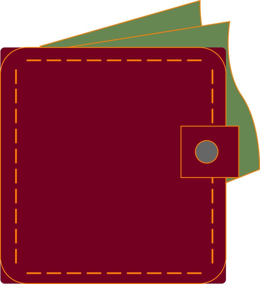 Purse full of money, illustration, vector on white background.
