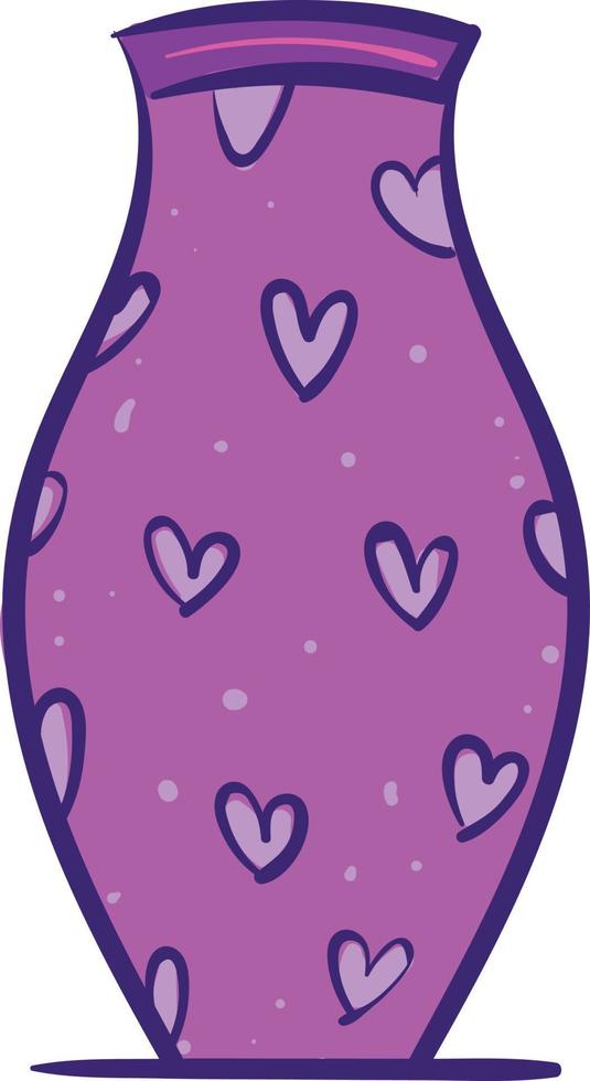 Vase with violet hearts ,illustration,vector on white background vector