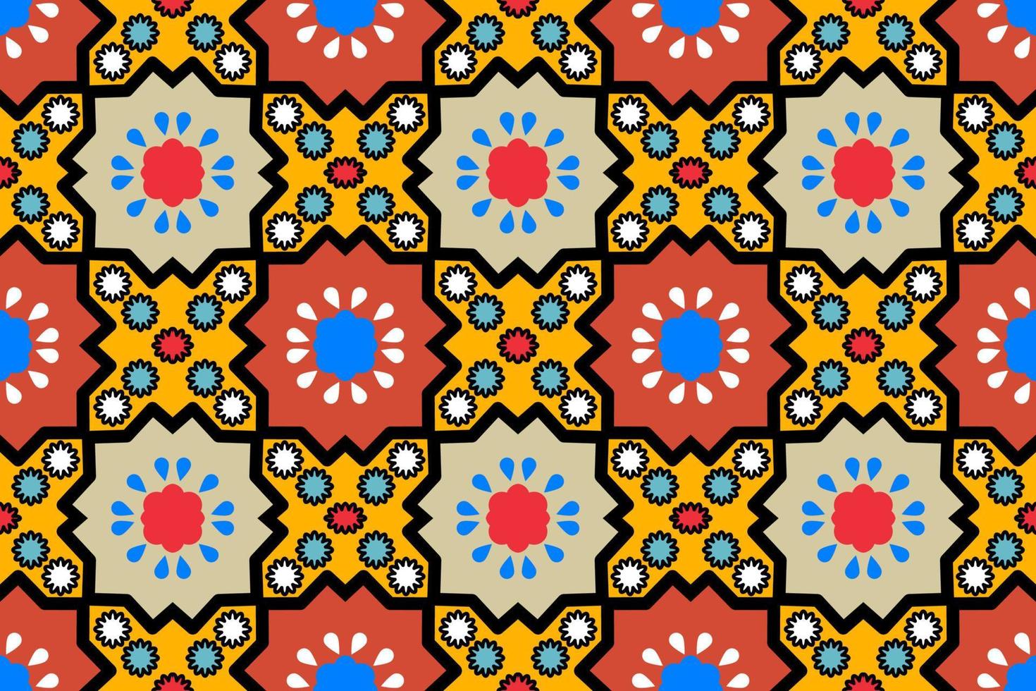 Multi color geometric ethnic fabric pattern vector