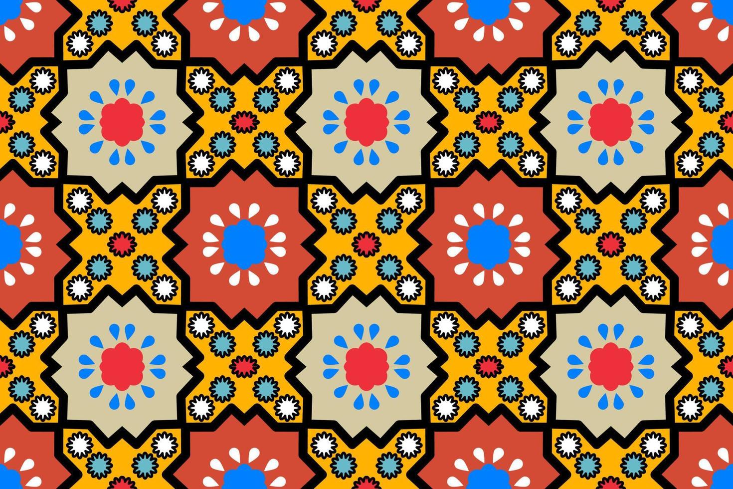 Multi color geometric ethnic fabric pattern vector