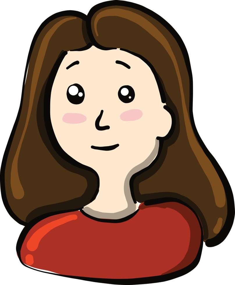 Girl with brown hair, illustration, vector on a white background.