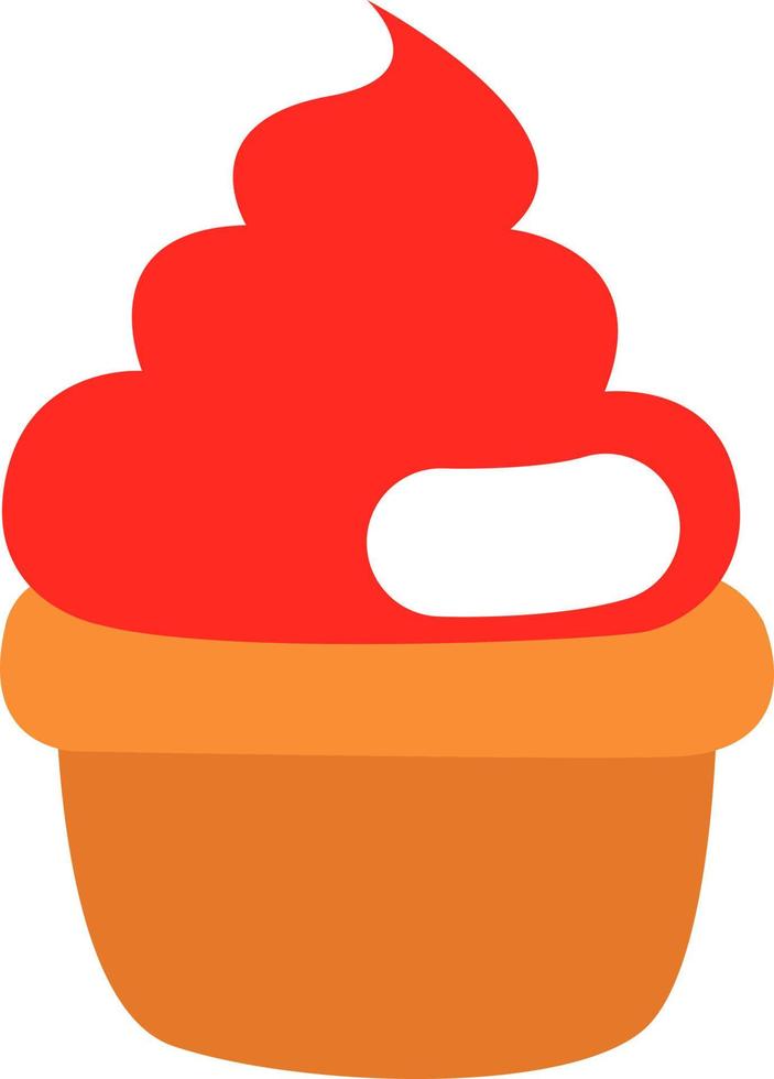 muffin de comida callejera con crema, ilustración, vector sobre fondo blanco.