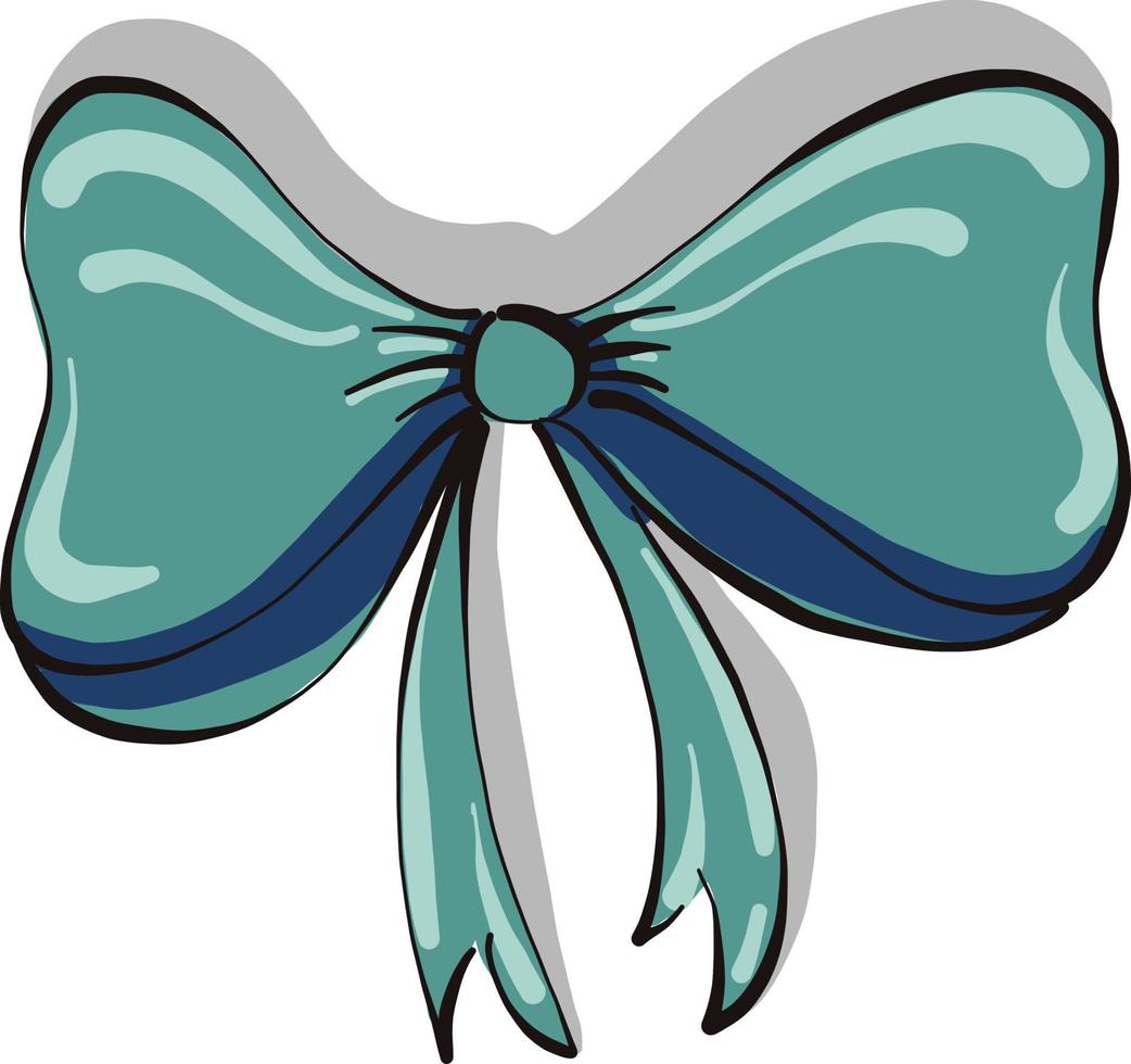 Big blue bow, illustration, vector on white background.