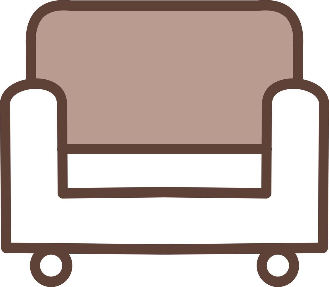 sillón marrón, ilustración, vector sobre fondo blanco.