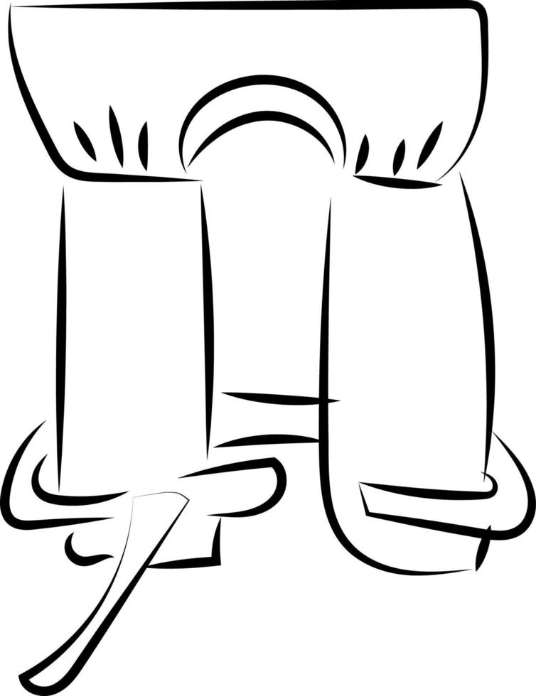 Life vest sketch, illustration, vector on white background.