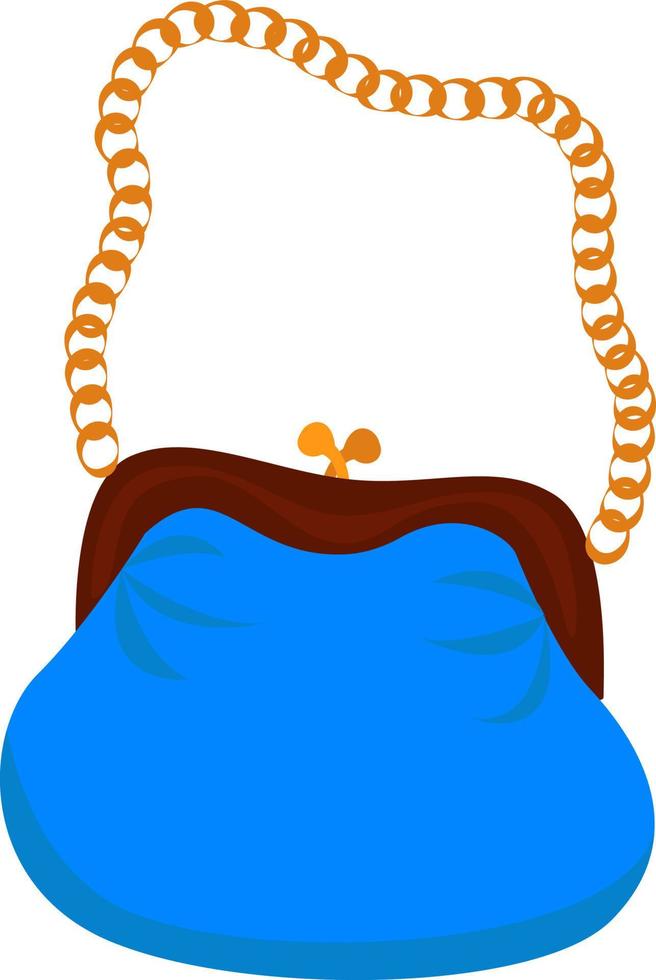 Vintage blue bag, illustration, vector on white background.