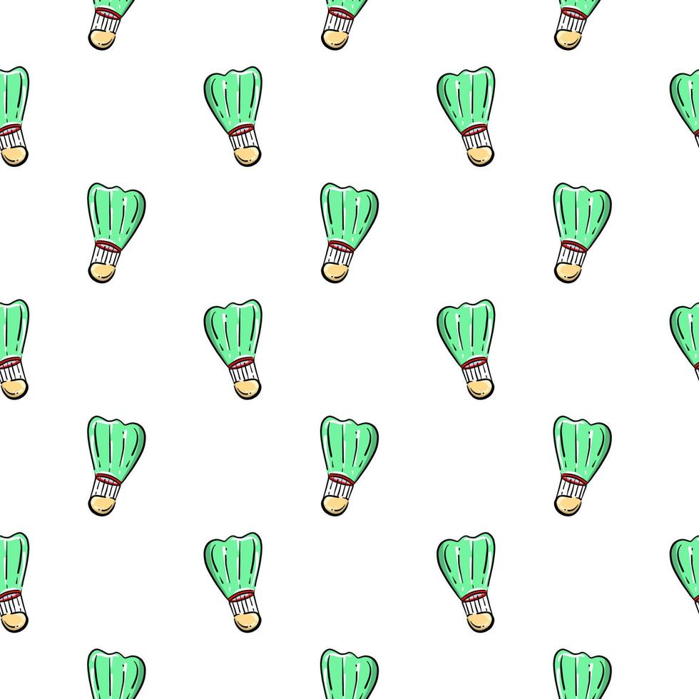Green shuttlecock ball ,seamless pattern on white background. vector