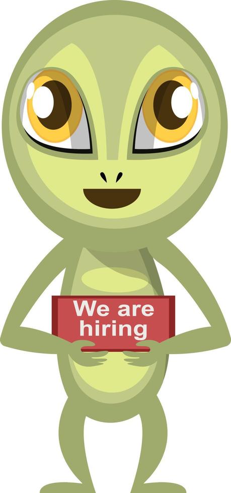 Alien hiring people, illustration, vector on white background.