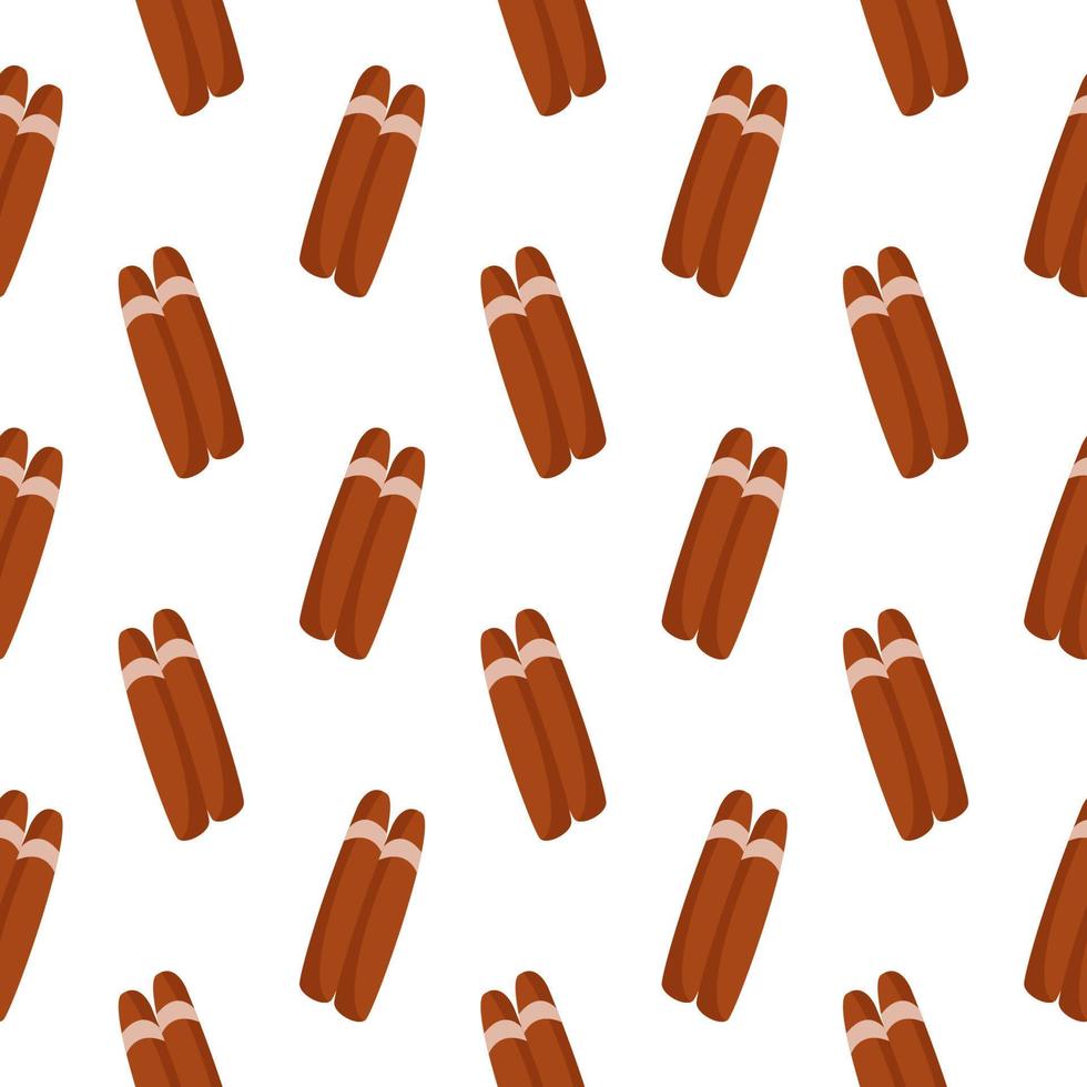 Brown cigars ,seamless pattern on white background. vector