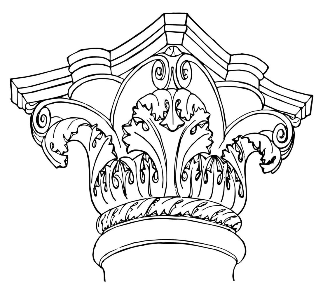 Capital, Ravenna.,  vintage engraving. vector