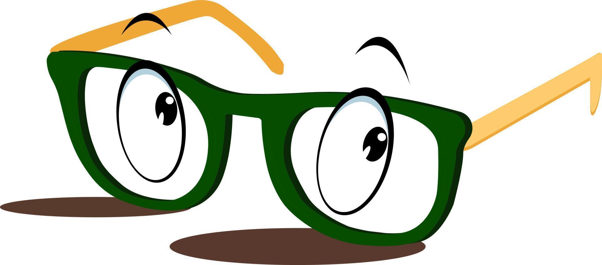 Green glasses, illustration, vector on white background.