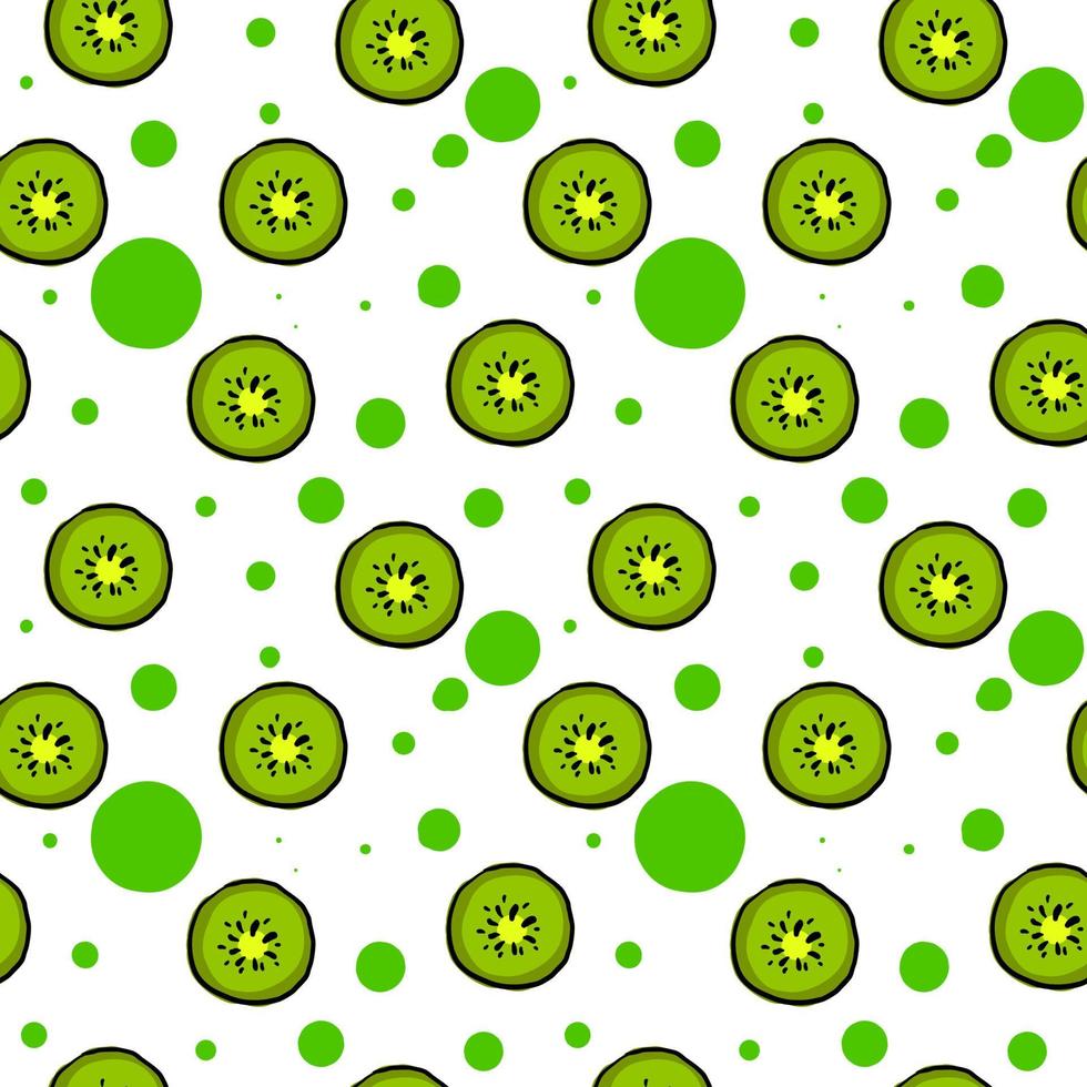 Kiwi pattern, illustration, vector on white background.