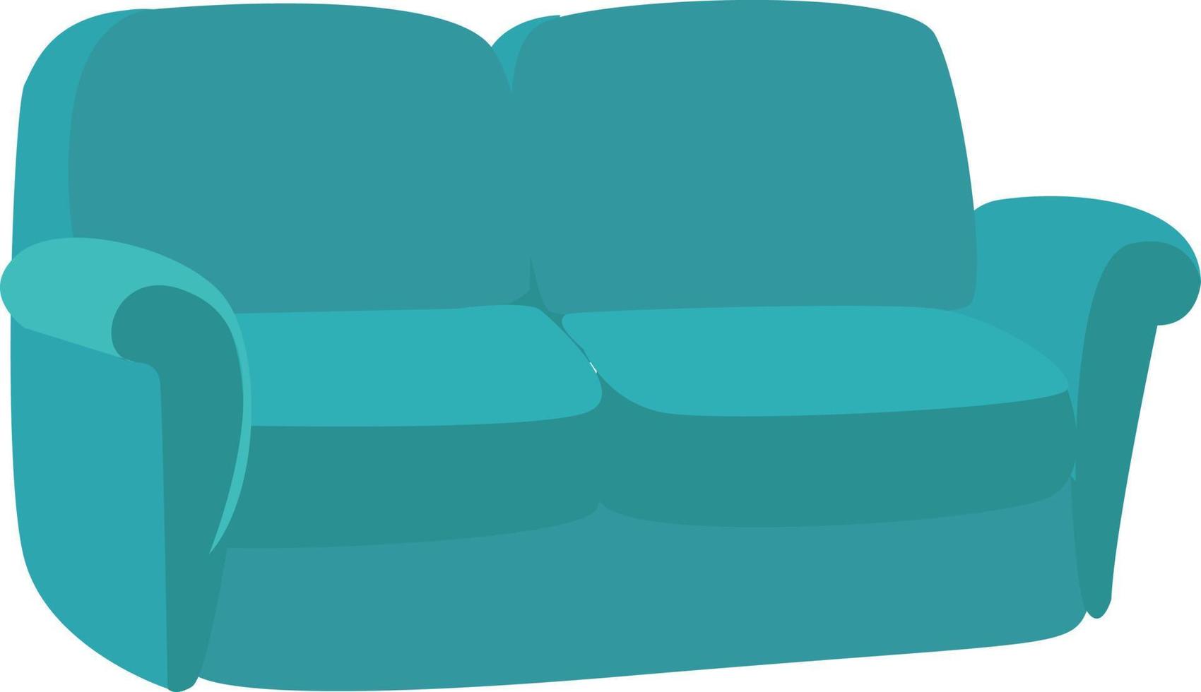 Blue sofa, illustration, vector on white background.