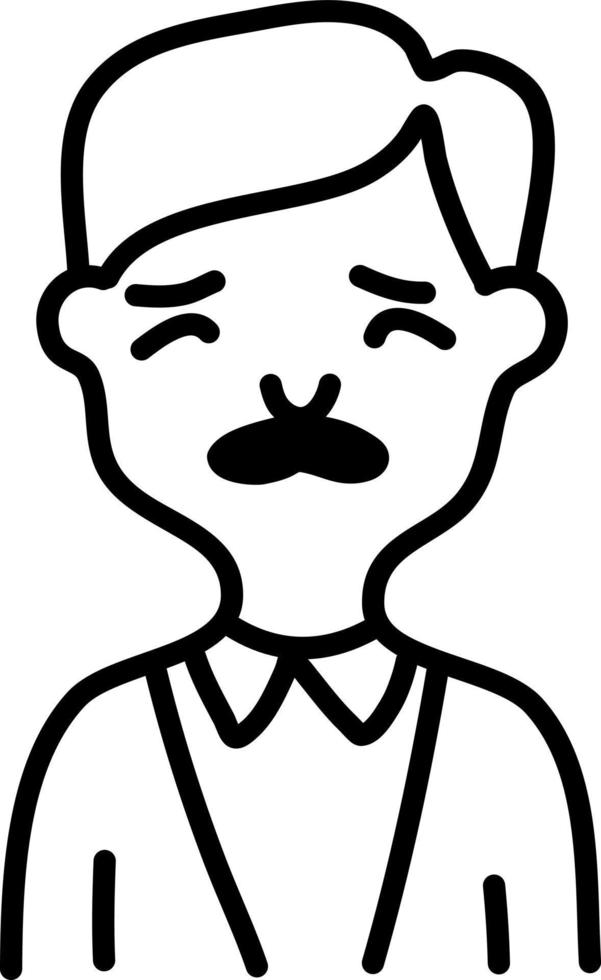 Man with moustache, illustration, vector on a white background