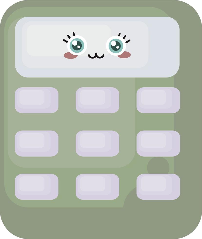 Green cute calculator, illustration, vector on white background