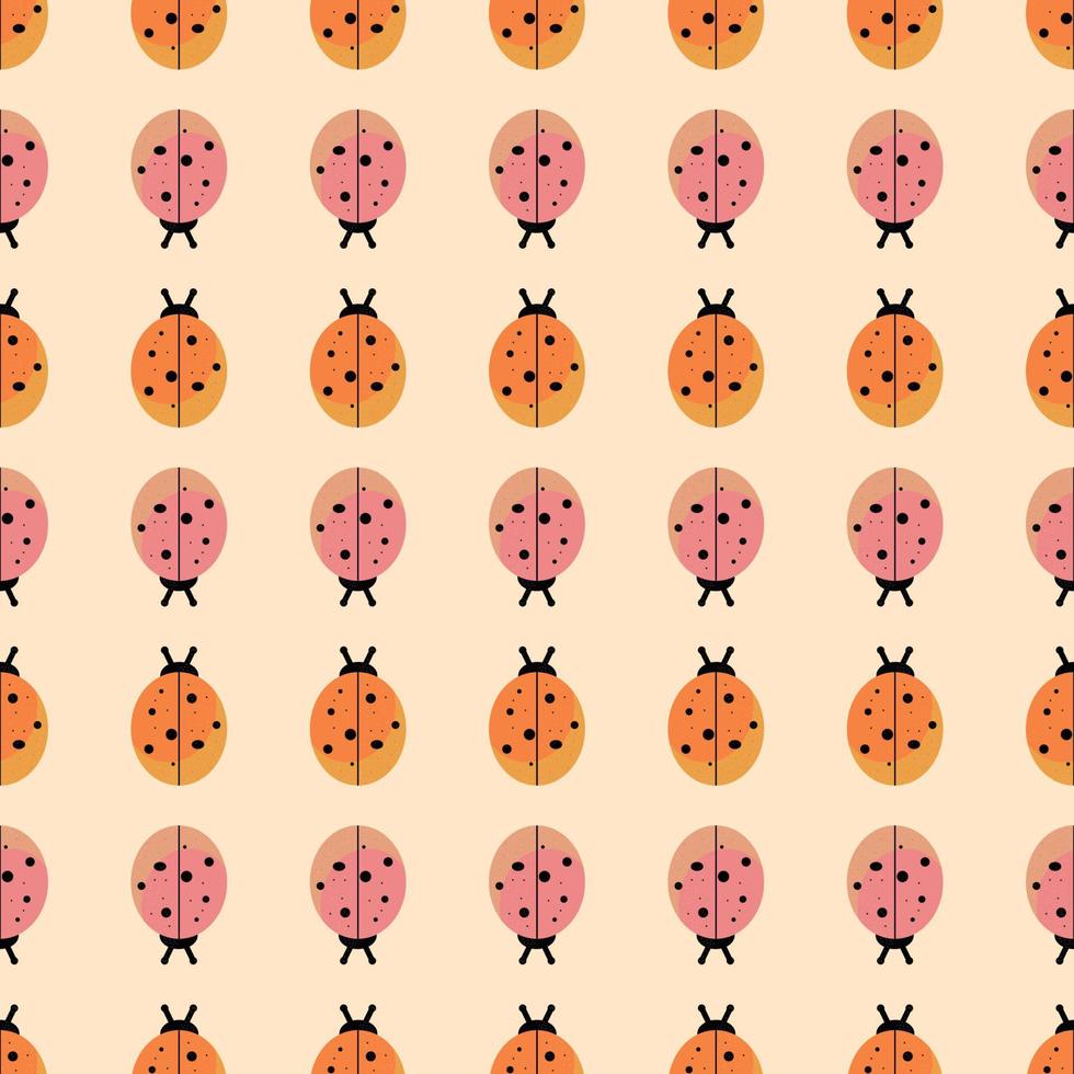 Ladybugs pattern, illustration, vector on white background