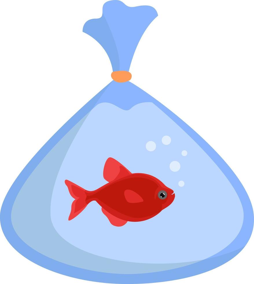 pescado en una bolsa, ilustración, vector sobre fondo blanco.