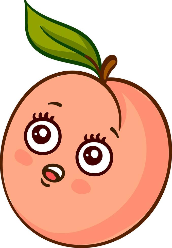 Little scared apricot, illustration, vector on a white background.