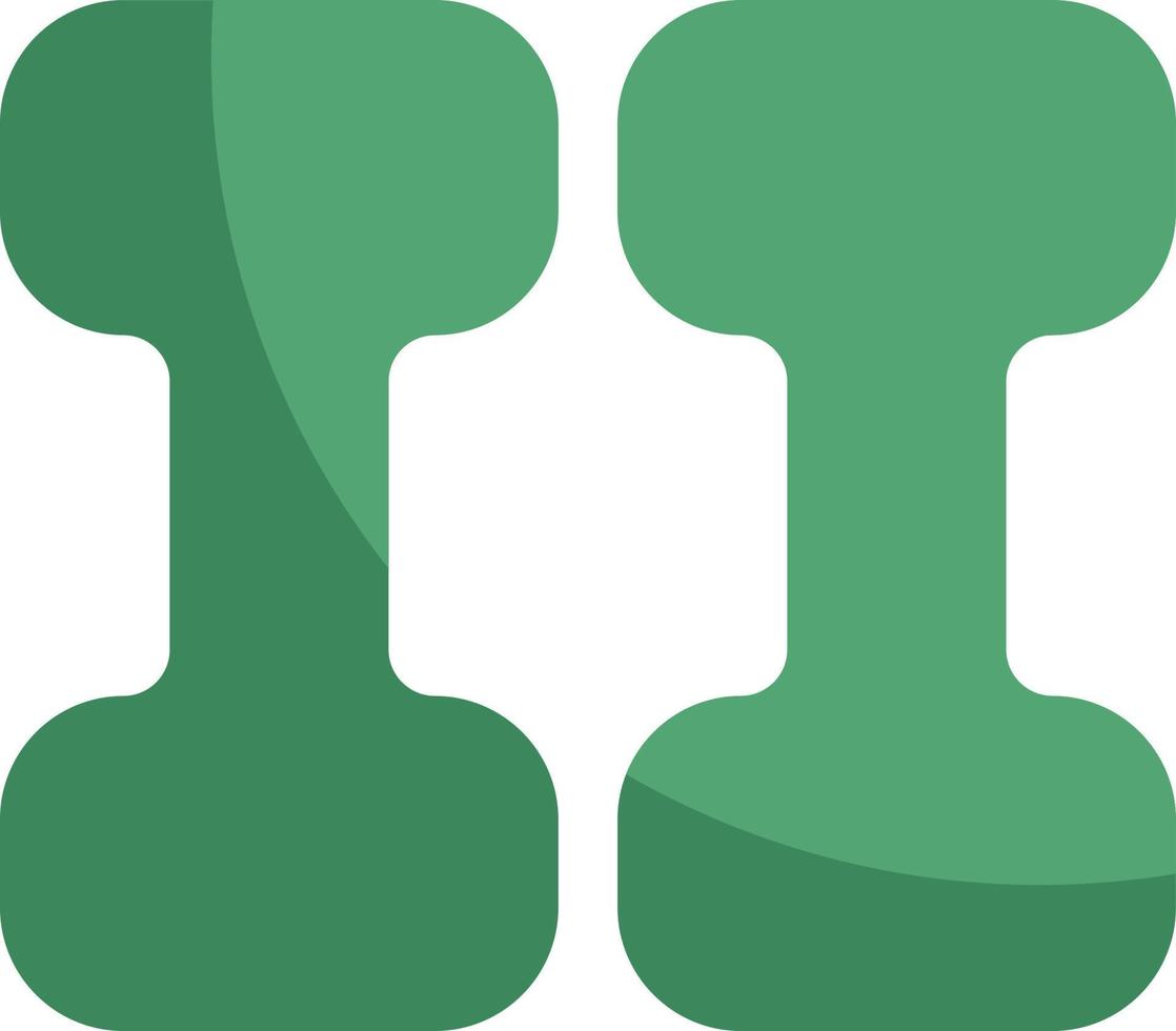 Green dumbbells, illustration, on a white background. vector