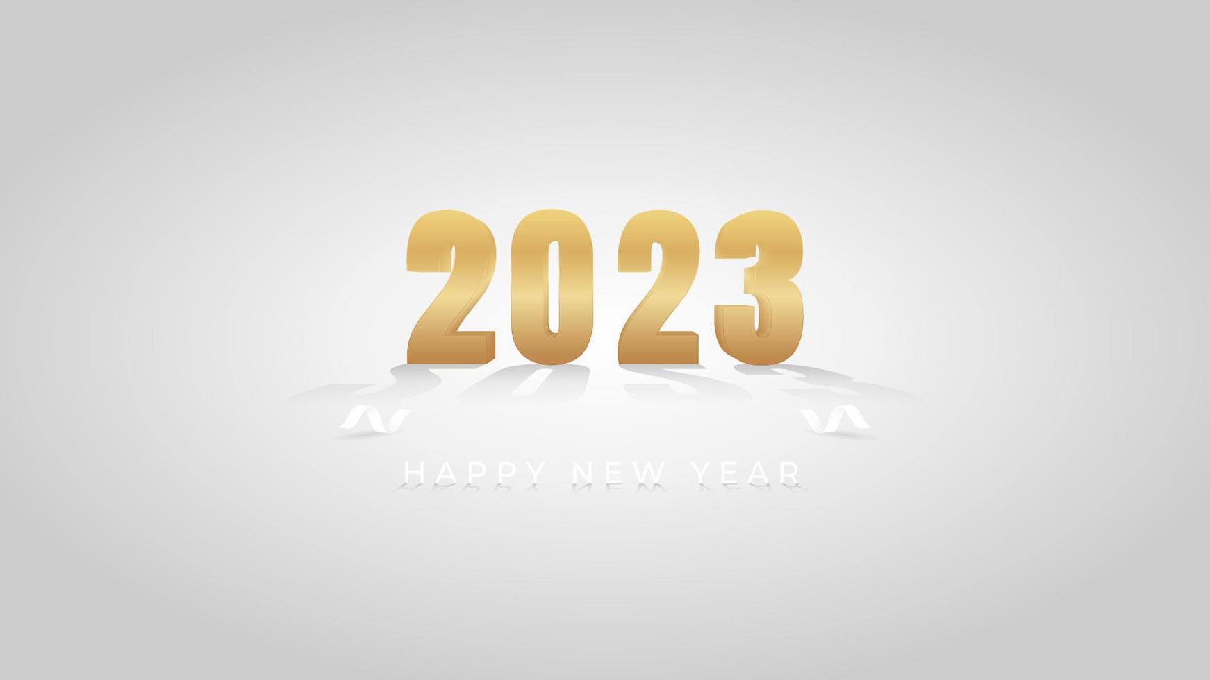 fondo de saludo de celebración de feliz año nuevo de oro 2023 vector