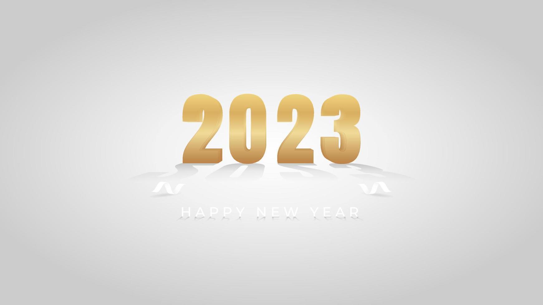 Gold 2023 happy new year celebration greeting background vector
