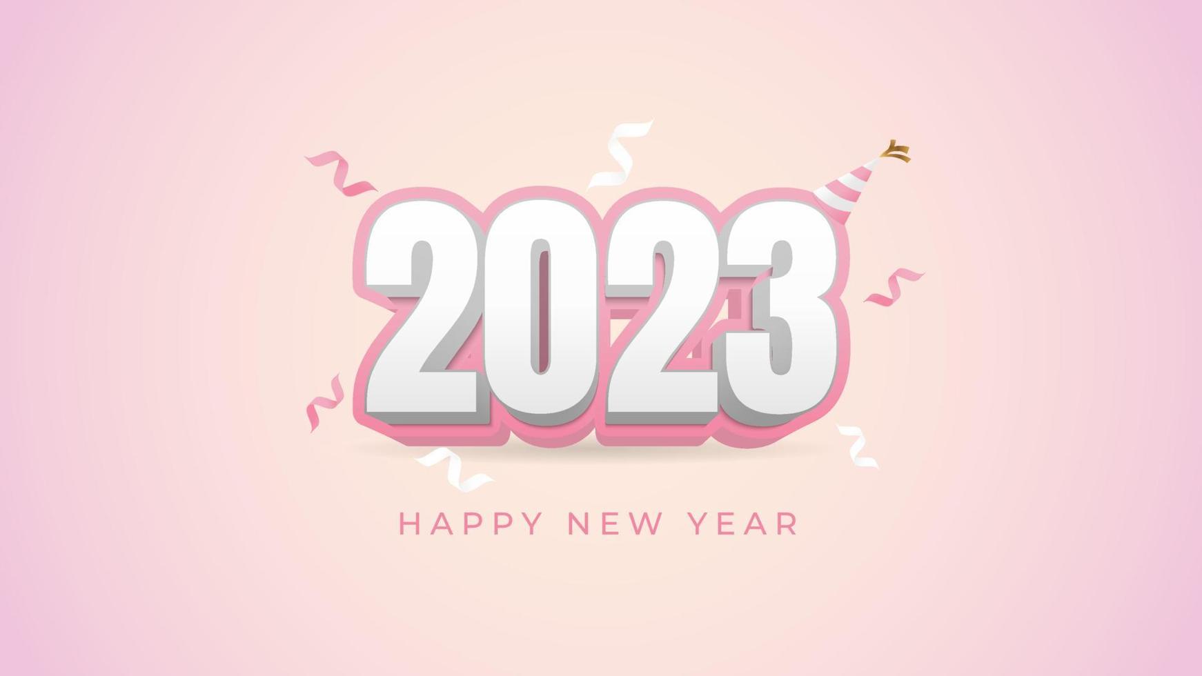 2023 Happy new year celebration greeting background vector