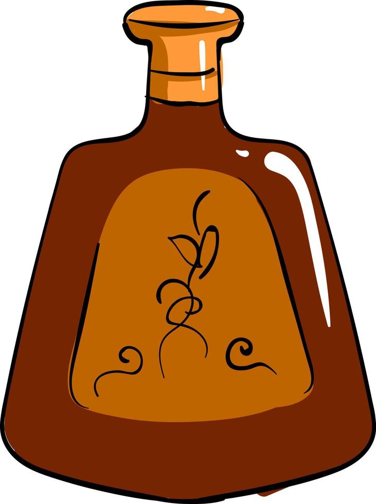 Cognac bottle, illustration, vector on white background.