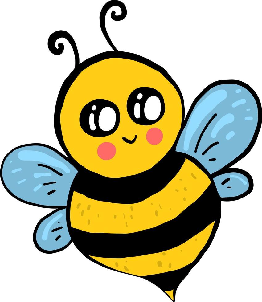 Cute little bee, illustration, vector on white background.