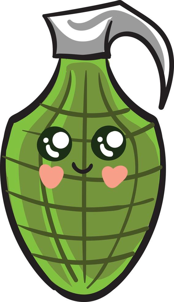 Cute green grenade,illustration,vector on white background vector