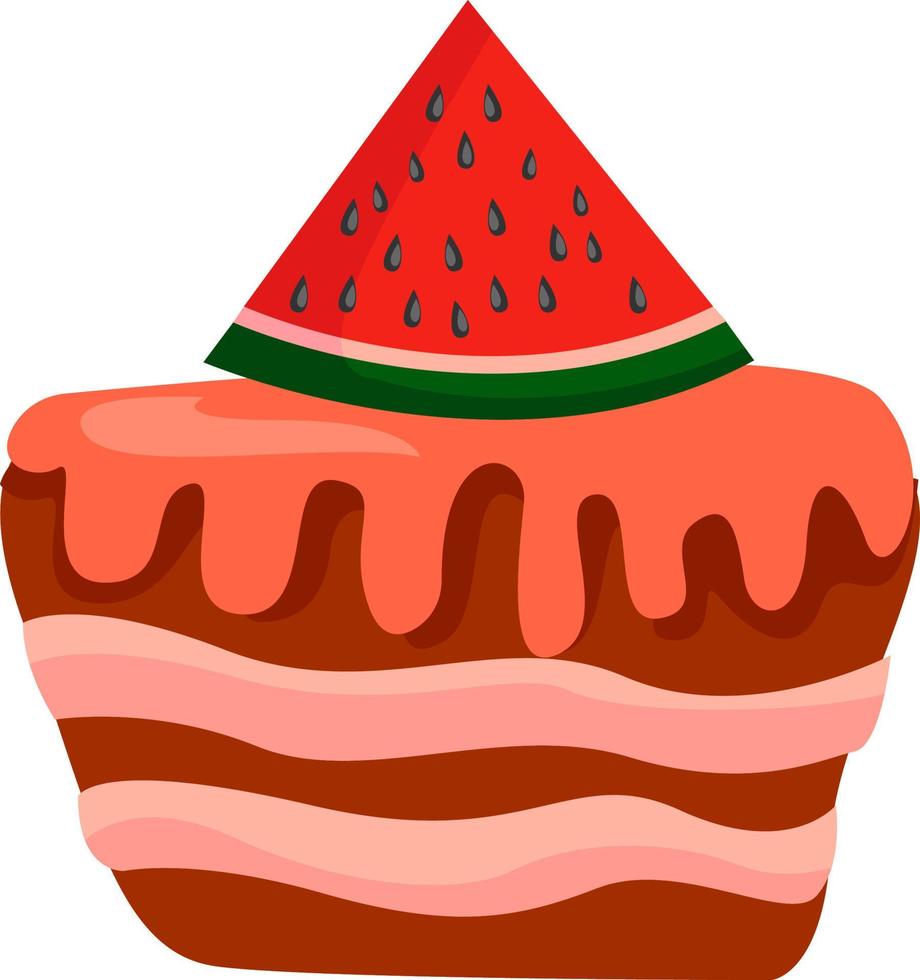 Watermelon cake, illustration, vector on white background.