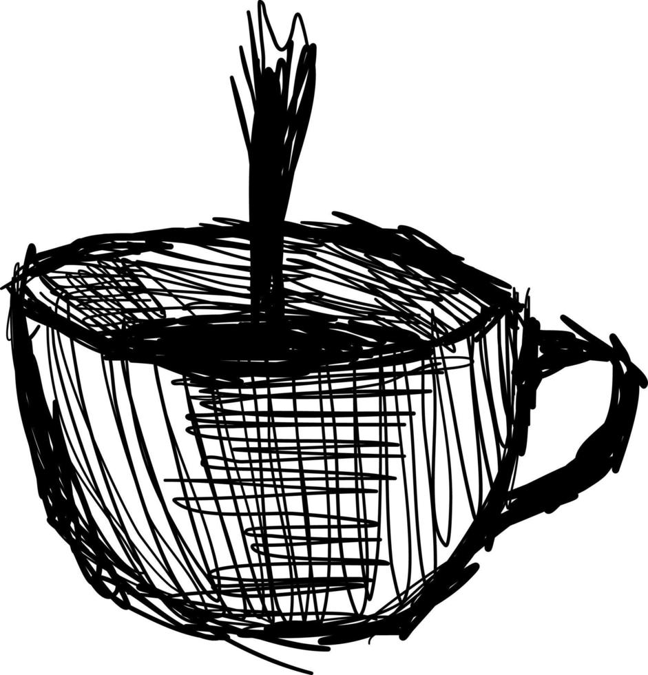 Coffee cup drawing, illustration, vector on white background.