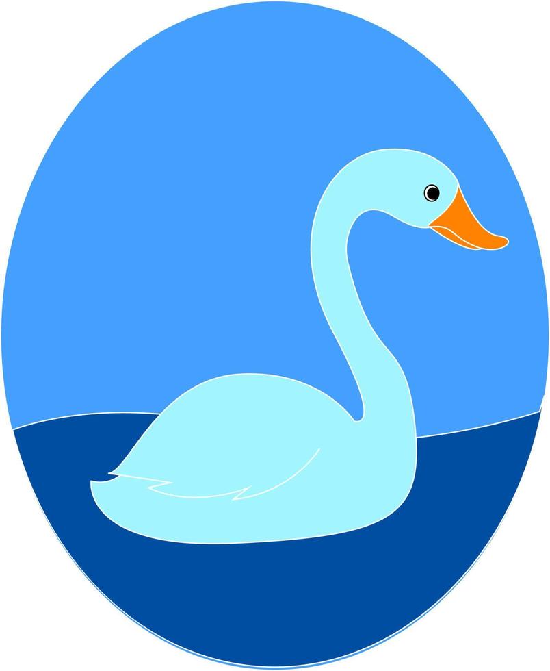 Cisne azul en agua, ilustración, vector sobre fondo blanco.