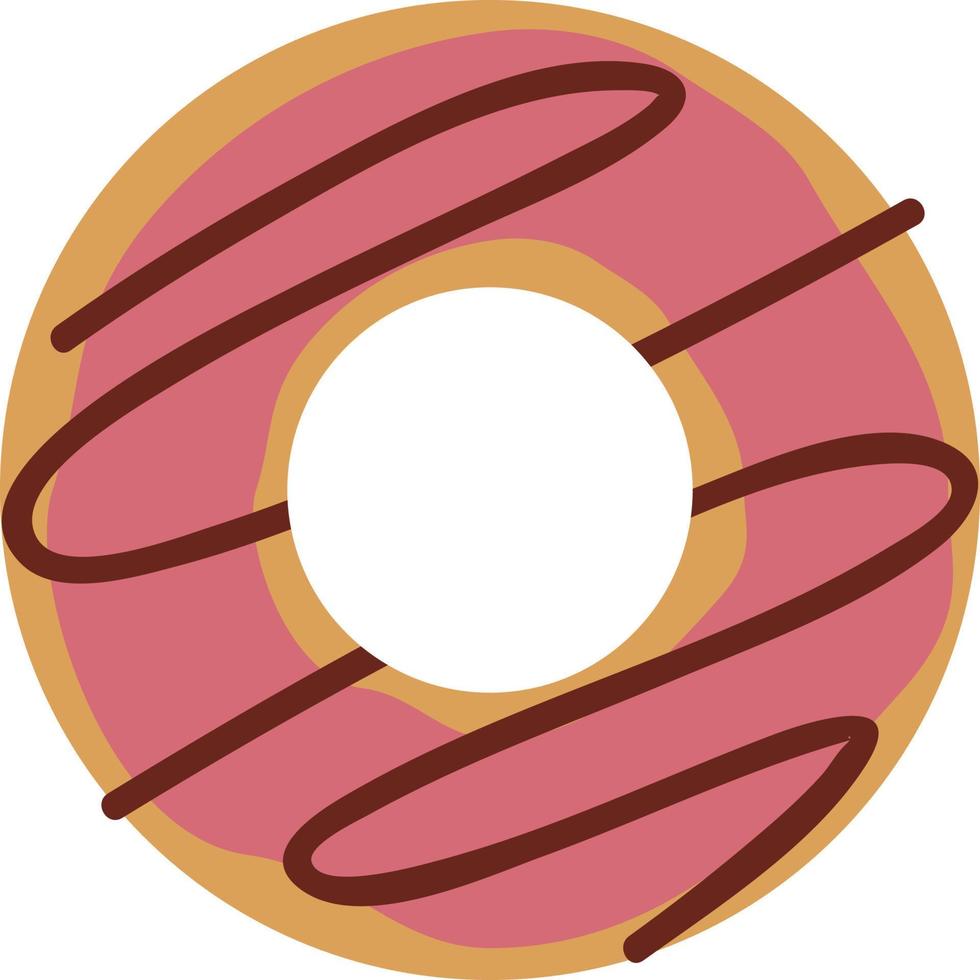 Donut pink, illustration, vector on white background.