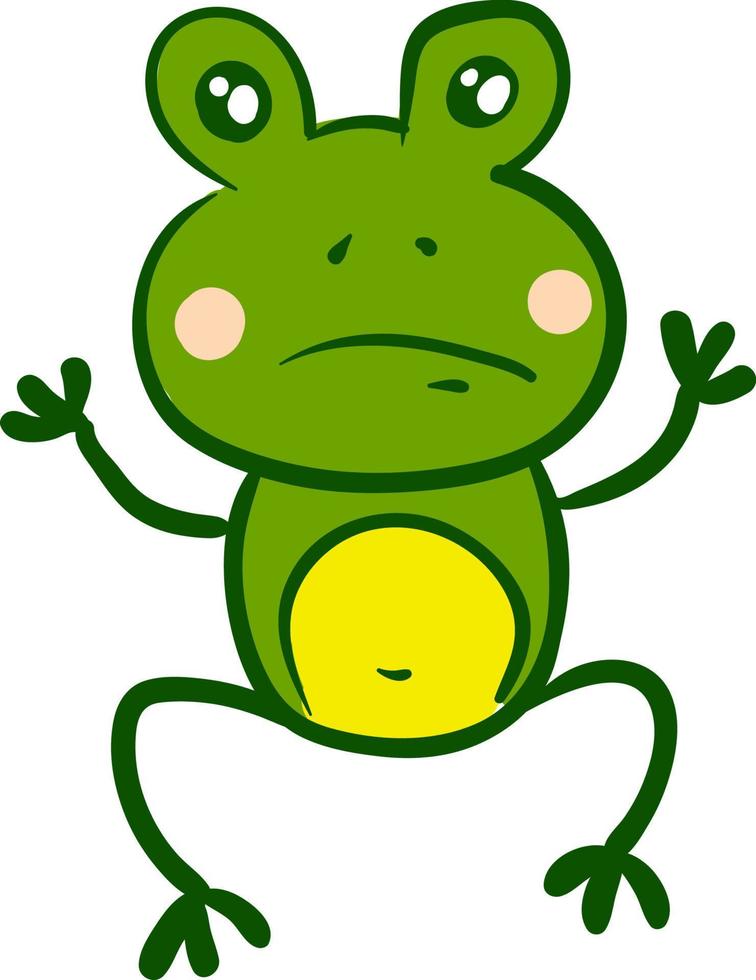 A sad frog, vector or color illustration.