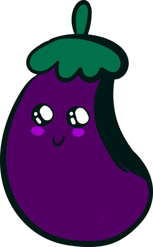 Cute eggplant, illustration, vector on white background.