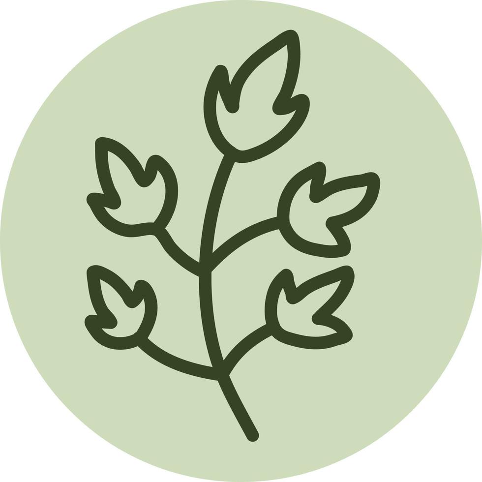 Branch with some leaves, illustration, vector on a white background