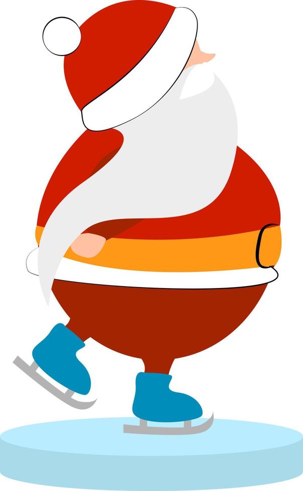 Santa on the rink, illustration, vector on white background.