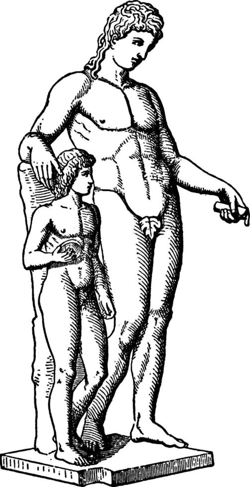 ilustración vintage de apolo y jacinto. vector