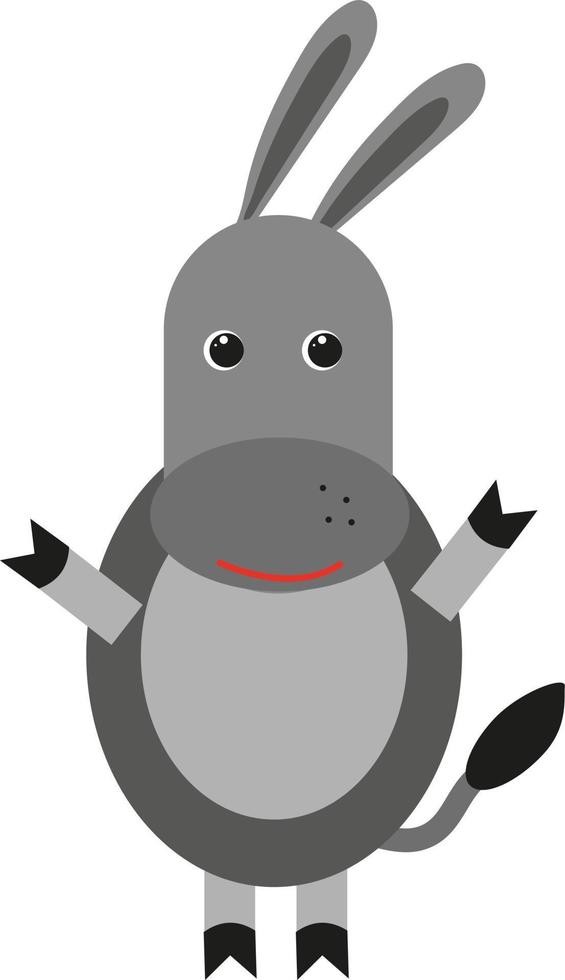 Grey donkey, illustration, vector on a white background.