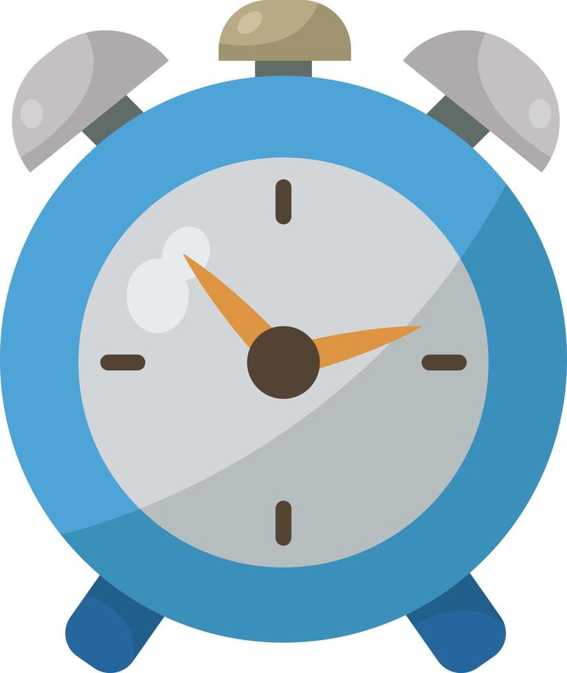 Blue alarm clock, illustration, vector on white background