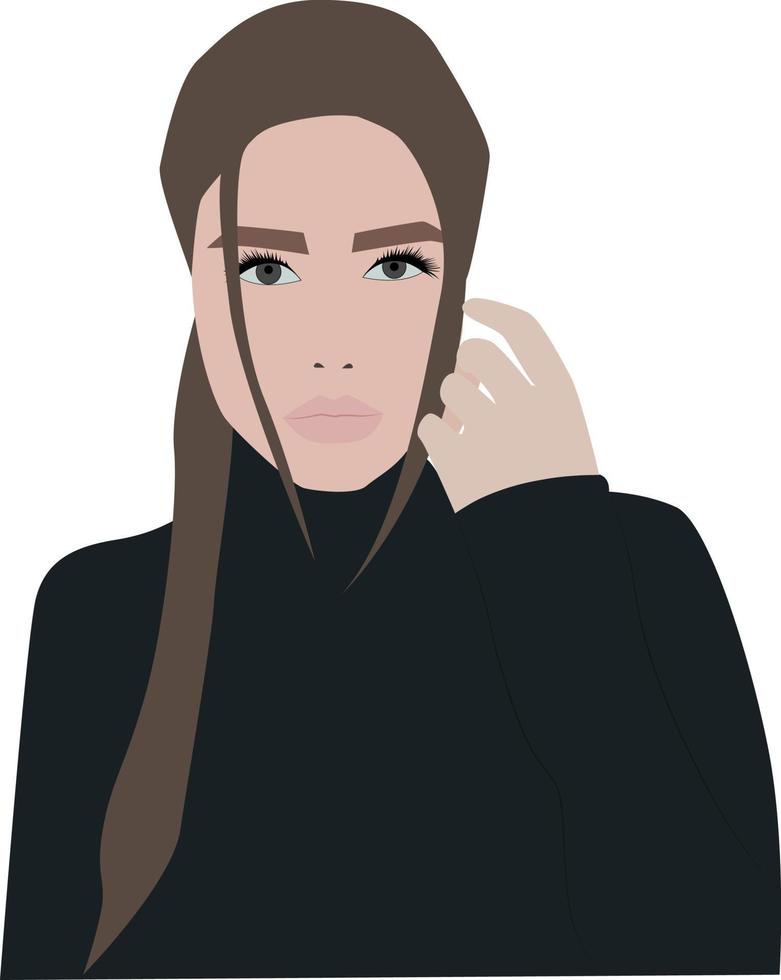 chica con pelo en la cara, ilustración, vector sobre fondo blanco.