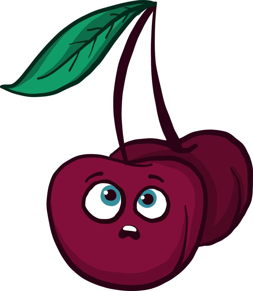 Scared cherry, illustration, vector on white background