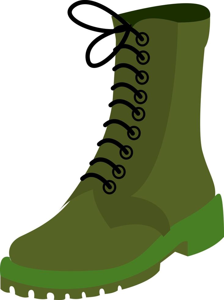 Green boot, illustration, vector on white background.