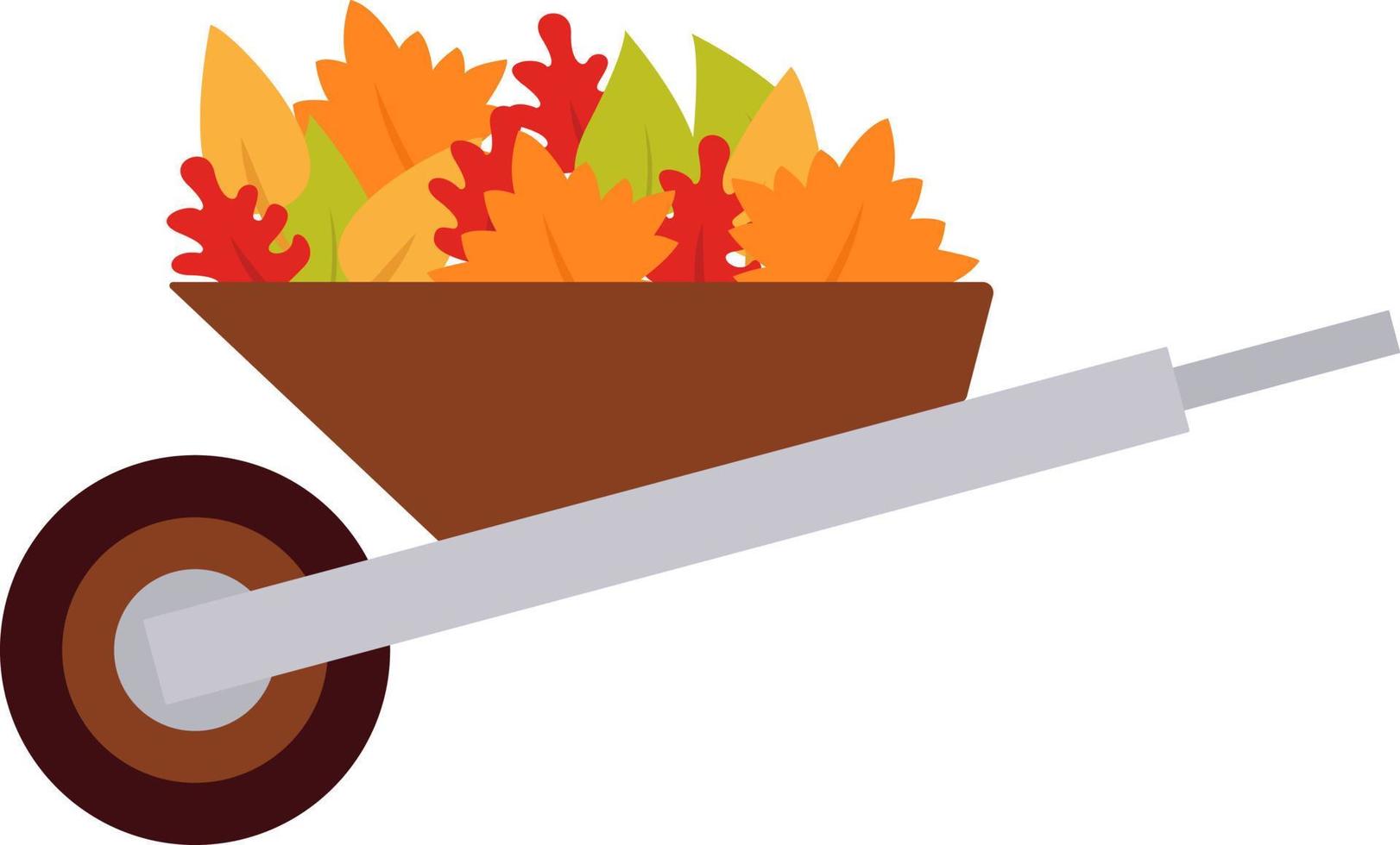 Cart full of leaves, illustration, vector on white background.