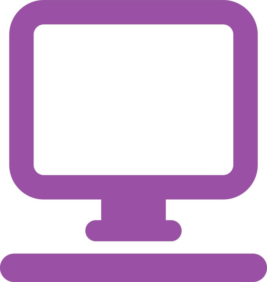 Purple computer, icon illustration, vector on white backgroundv