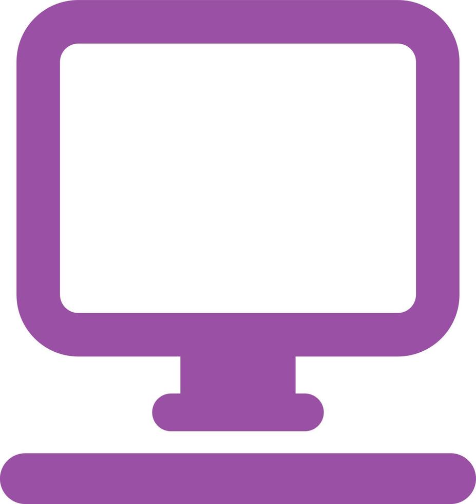 Purple computer, icon illustration, vector on white backgroundv