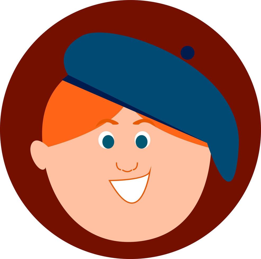 Man with blue beret, illustration, vector on white background.