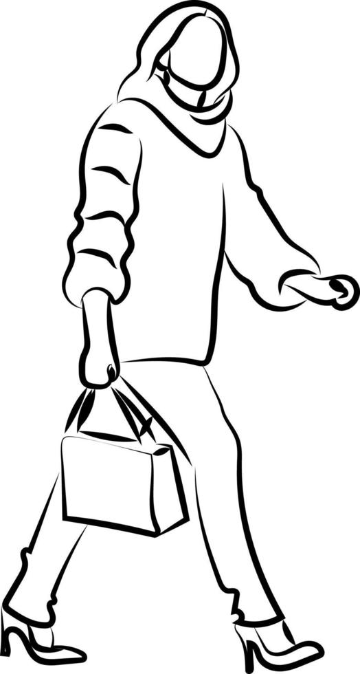 Girl in heels, illustration, vector on white background.