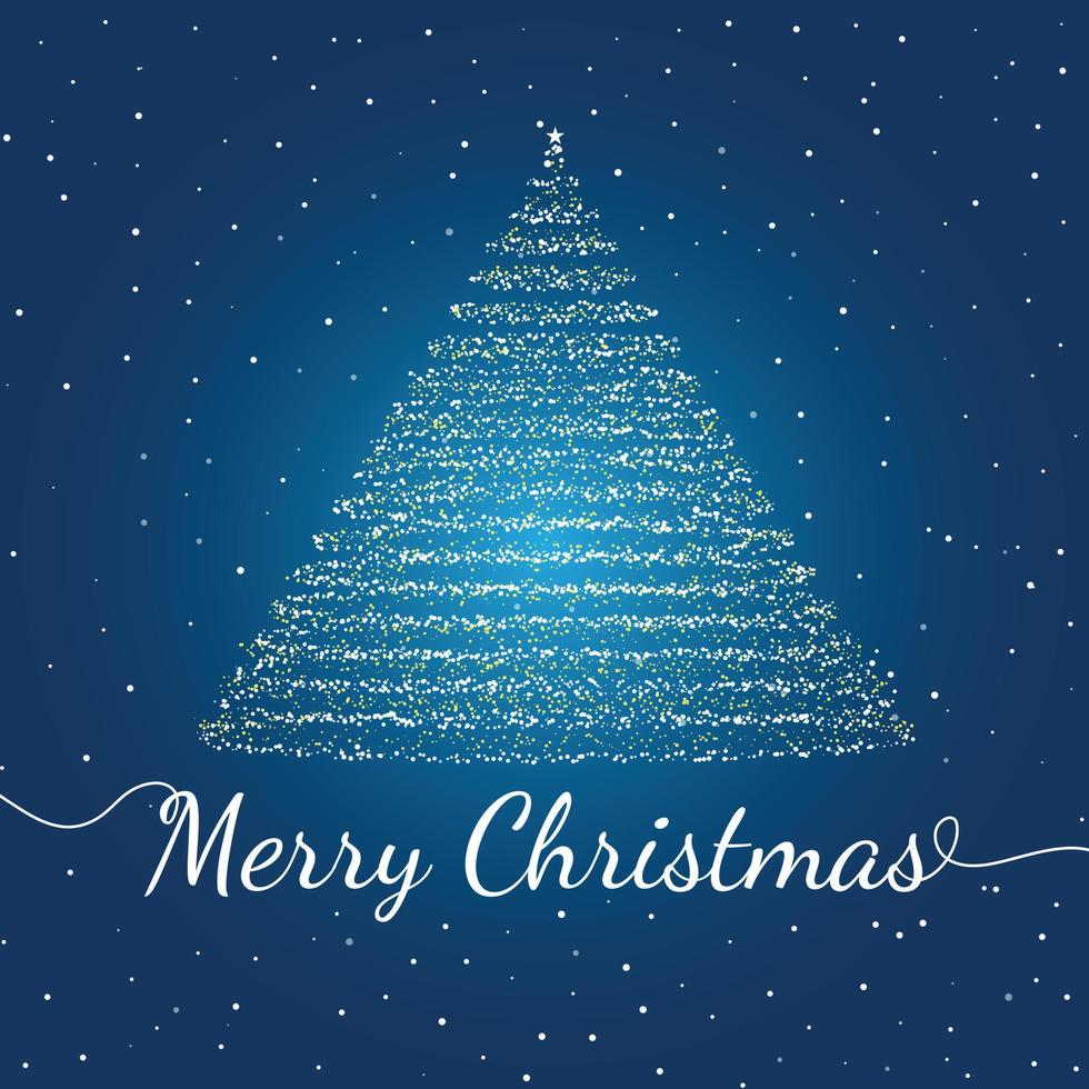 Merry Christmas Greeting Card With abstract Christmas tree and Merry Christmas text on blue background, Christmas card for this Holiday season vector